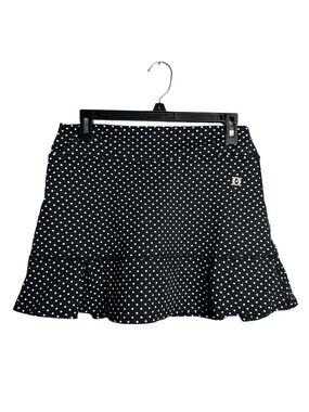 Dona Jo Jo Skort Large Black White Polka Dot Ruffle Tennis Pickleball Skirt